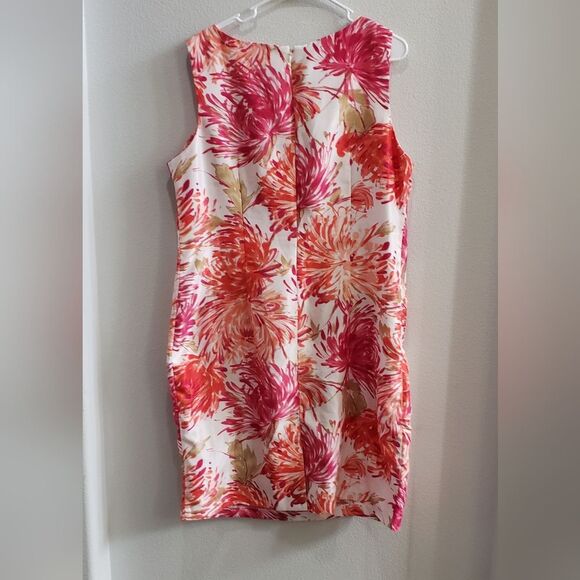 studio 1 orange floral sleeveless dress size 18 - Picture 2 of 5